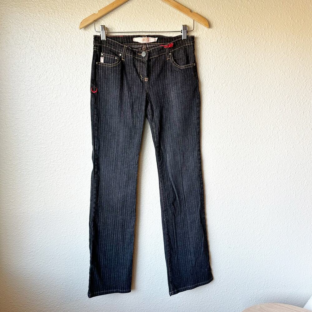 Stüssy Women’s Pinstripe Jeans sz 27 Made in USA Straight Leg Y2K Streetwear